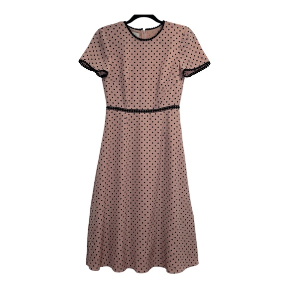 Hobbs London Maria Polka Dot Size 4 Blush Pink Fit & Flare Midi Dress - Picture 4 of 16